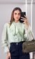 Camisa Crepe com Babado e Renda - Verde Claro