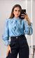 Camisa Crepe com Babado e Renda - Azul Claro