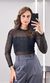 Body Tule Gola Alta Strass - Preto