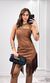 Vestido Curto Suede com Franjas - Marrom