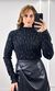 Blusa Tricô Modal risca Strass - Preto
