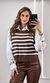 Conjunto Camisa e Colete Listrado - Marrom/Branco