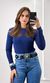Blusa Cacharrel Manga Longa - Azul Escuro