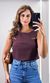 Blusa Cavada Recorte no Busto - Marrom