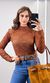 Blusa Rendada Gola Alta - Terracota