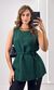 Blusa Cavada Alongada com Cinto - Verde Escuro