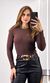 Blusa Canelada com Manga - Marrom