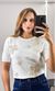 Blusa Tricô Modal Flores Crochê - Off