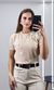 Blusa Tricô Modal Flores Crochê - Bege