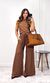 Conjunto Texturizado Blusa Cavada e Calça - Marrom