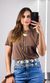 Camiseta Genevieve com Gola - Marrom
