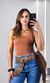 Body Poliamida Decote Quadrado - Doce De Leite