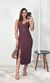 Vestido Midi Linho com Transpassado no Busto - Marrom