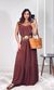 Vestido Longo Maquinetado com Alça - Caramelo