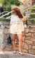 Conjunto Crochê Floral Camisa e Short - Bege