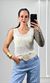 Blusa Cavada Crochê com Brilho - Branco