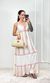Vestido Indiano Decote V - Off/Rosa