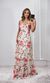 Vestido Longo Chiffon Estampado - Bege/Rosa/Laranja