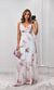Vestido Longo Chiffon Estampado - Branco/Rosa/Verde