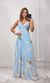 Vestido Longo Chiffon Estampado - Azul/Bege