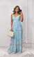 Vestido Longo Chiffon Estampado - Azul Água/Verde