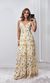 Vestido Longo Chiffon Estampado - Amarelo/Bege
