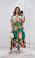 Vestido Decote V Abertura Estampado - Verde