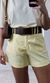 Short Linho Cinto Ráfia - Amarelo Claro
