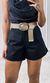 Short Linho Cinto Ráfia - Preto