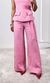 Calça Alfaiataria Reta com Faixa - Rosa