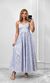 Vestido Godê Bordado Ramos - Azul Médio