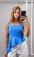 Blusa Linho Assimétrica - Azul Candy