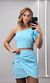 Conjunto Blusa Um Ombro e Short Saia - Azul Candy