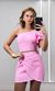 Conjunto Blusa Um Ombro e Short Saia - Rosa Candy