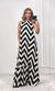 Vestido Amplo Frente Única Chevron - Bege/Preto