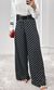Calça Wide Leg Elástico Poá - Preto/Branco