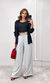 Calça Wide Leg Elástico Poá - Branco/Preto