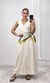 Vestido Reto Decote V Hilary - Cru