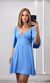 Vestido Curto Decote V Manga - Azul