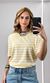 Camiseta Listrada Gola Azul - Amarelo/Branco