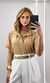 Blusa Polo Louise - Camel/Branco