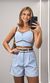 Conjunto Bicolor Cropped e Short - Azul/Marrom