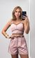 Conjunto Bicolor Cropped e Short - Rosa Chá/Marrom