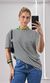 Camiseta Listra Fina Gola Verde - Preto/Branco