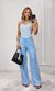 Conjunto Blusa e Calça Guipir Lateral - Azul Claro