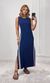 Vestido Cavado Malha Track - Azul Marinho