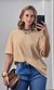 Camiseta Listra Fina Gola Azul Marinho - Camel/Branco