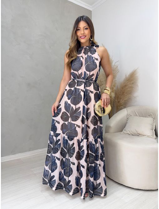 Vestido Longo Tule Azul - 60804 - CB SHOES