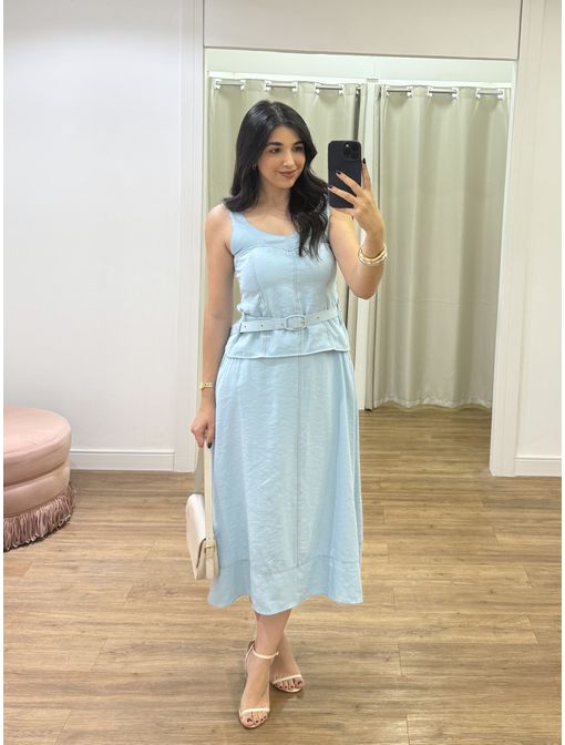 Conjunto Saia c/ Cinto Azul - 60700 - CB SHOES