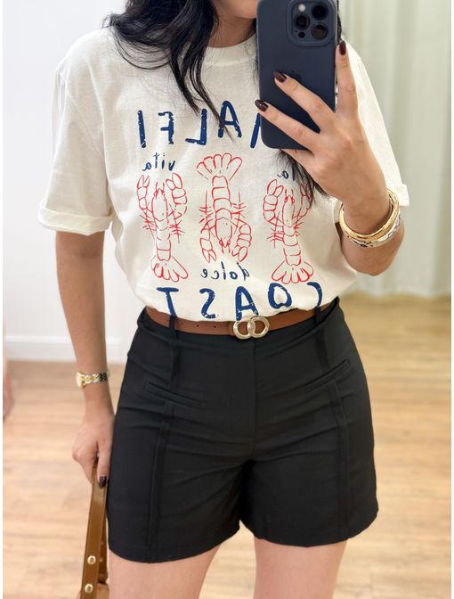 Short preto c/ cinto - 60677 - CB SHOES